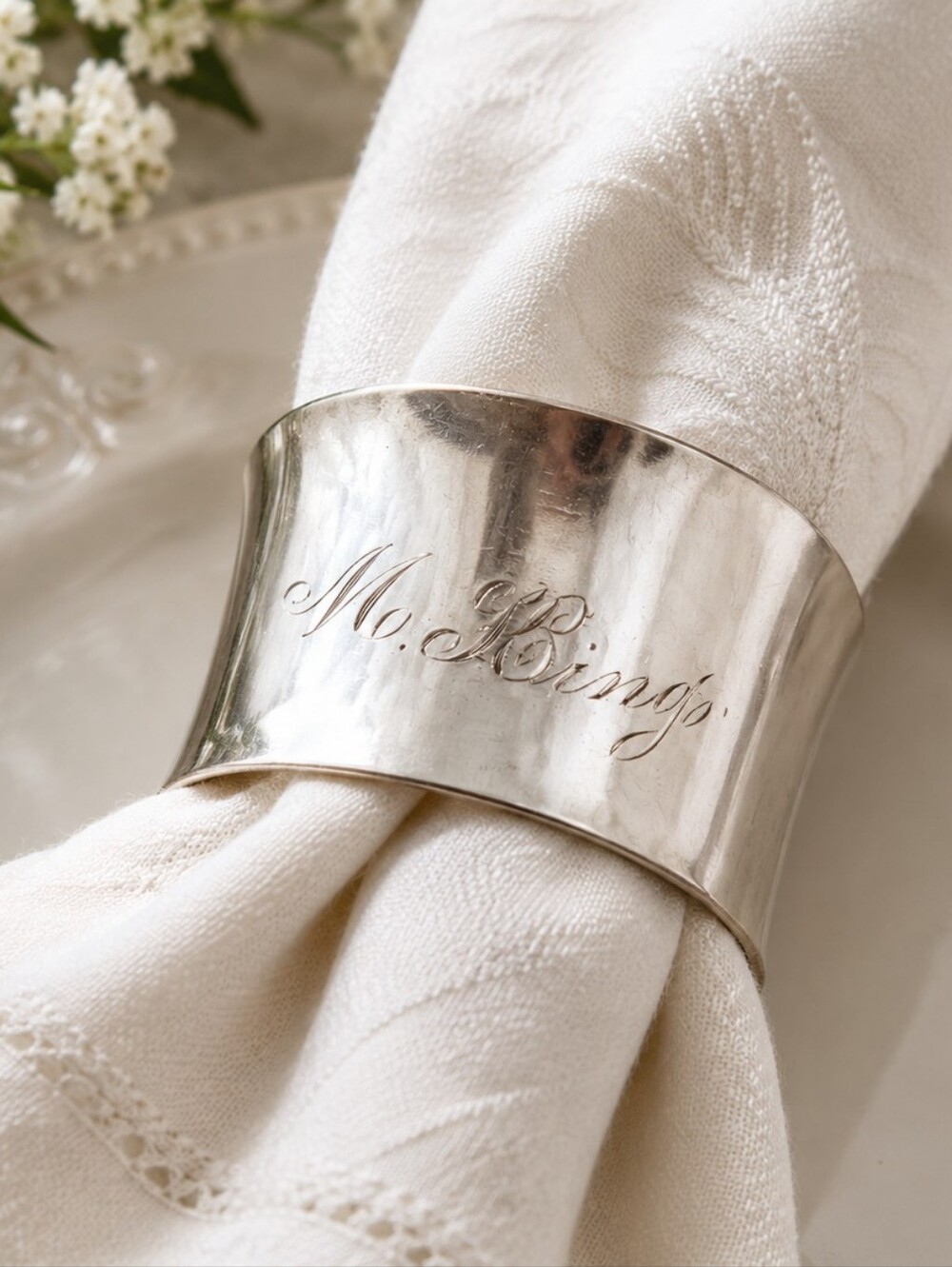 Vintage English Sterling Silver M. King Napkin Ring London Hallmarked